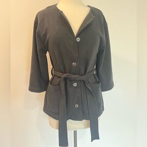 Banana Republic Twill Belted Jacket Medium Petite Black